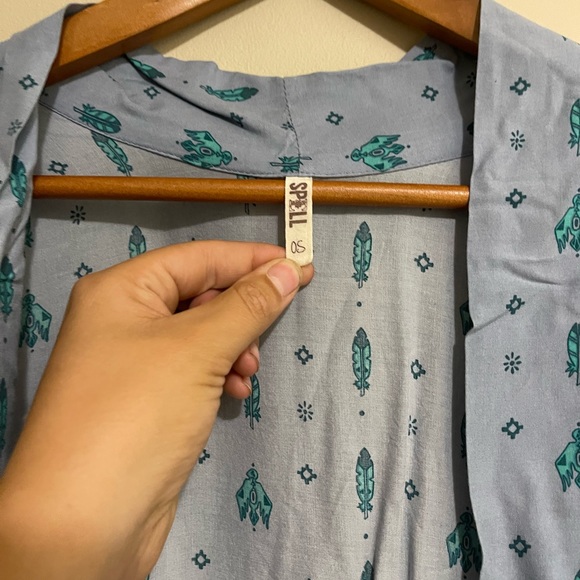 Spell Other - Spell & The Gypsy Collective Desert Wanderer Maxi Kimono One Size Dawn Blue Boho